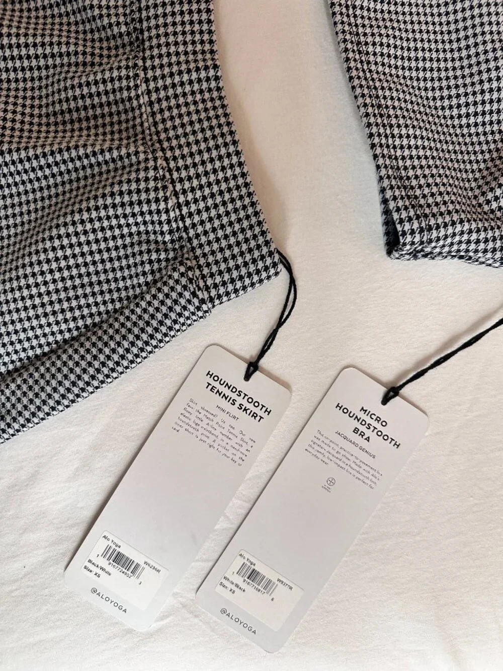 ALO Yoga | Micro Houndstooth Bra Top & Tennis Skirt 2 Piece Set